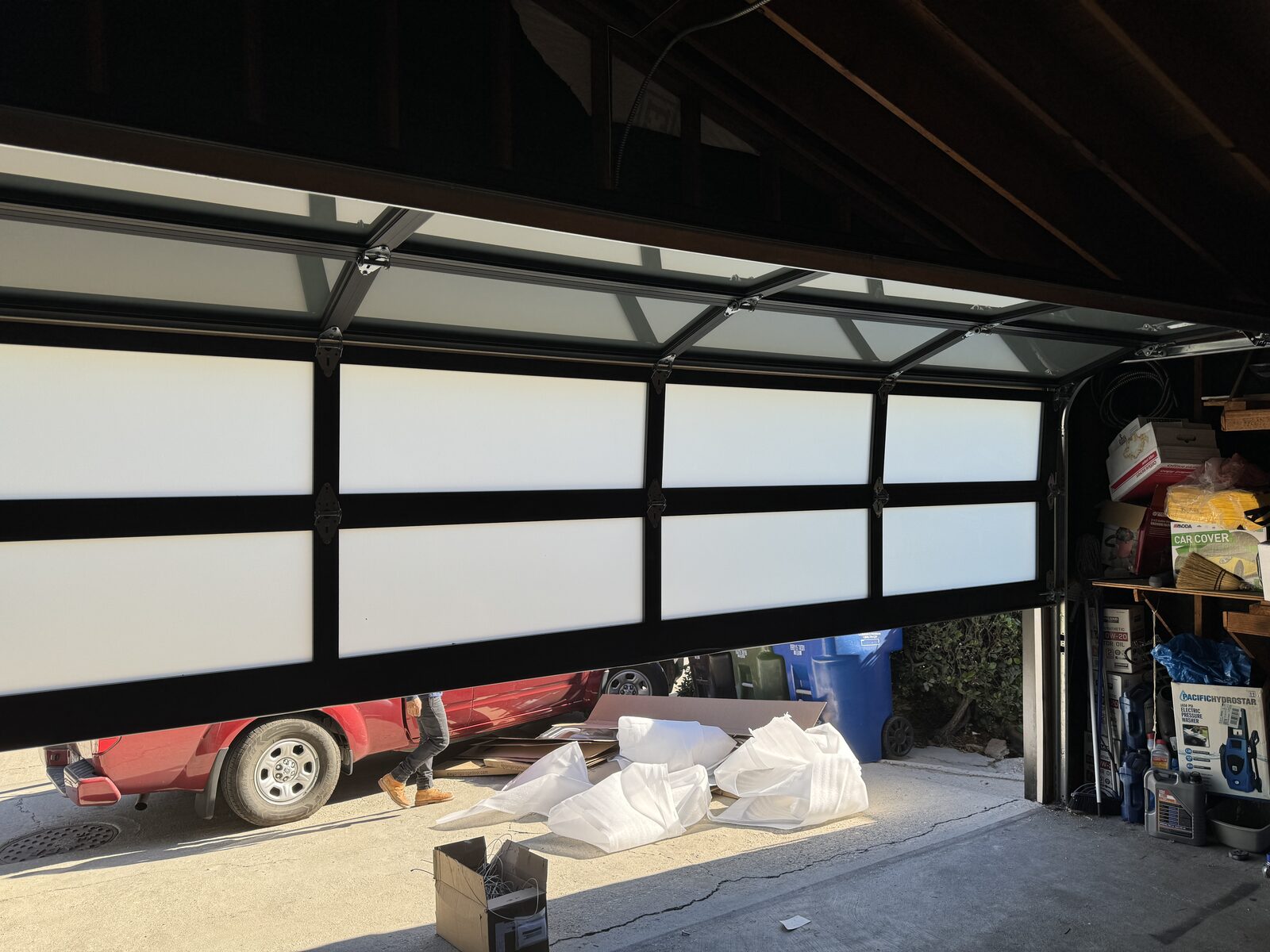 Aluminum full-view glass garage door installed by Metro GDS in Los Angeles